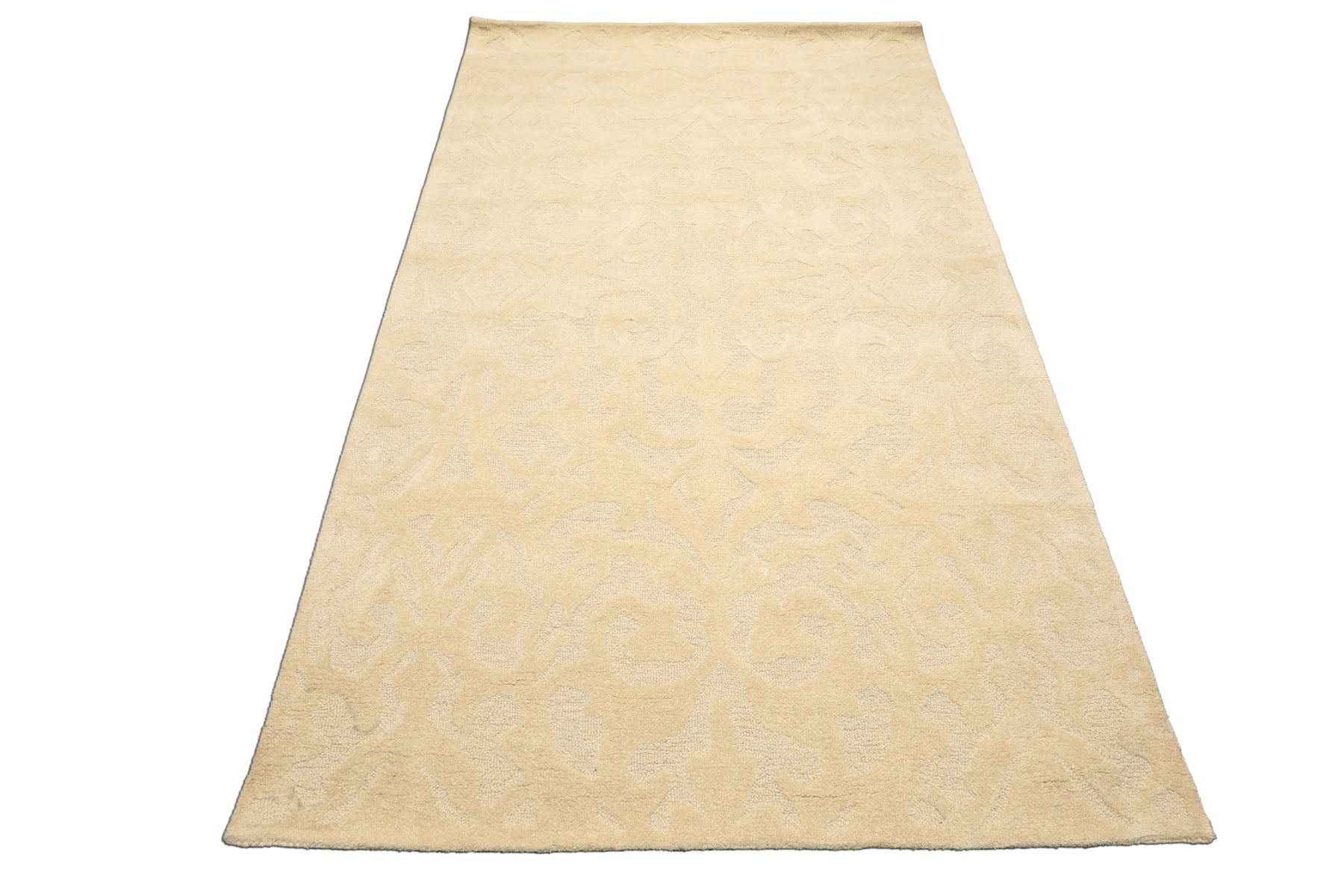 5x8 Tone on Tone Ivory, , Color Hand Tufted Handmade Wool Transitional Oriental Rug