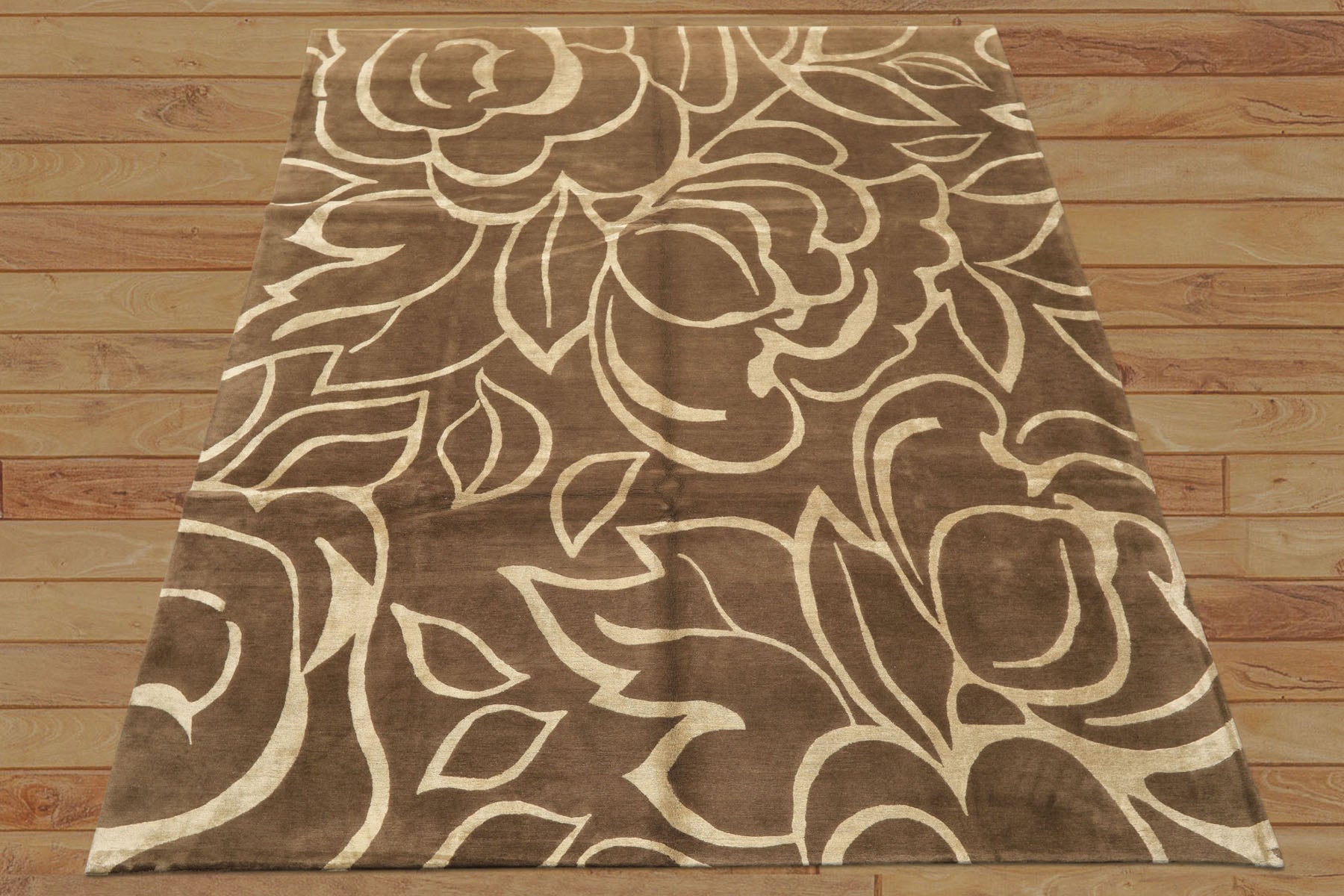 8x10 Moss, , Color Hand Knotted Tibetan Wool & Pure Silk Modern & Contemporay Oriental Rug