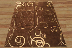 8x10 Brown, Gold, Color Hand Knotted Tibetan Wool & Pure Silk Modern & Contemporay Oriental Rug