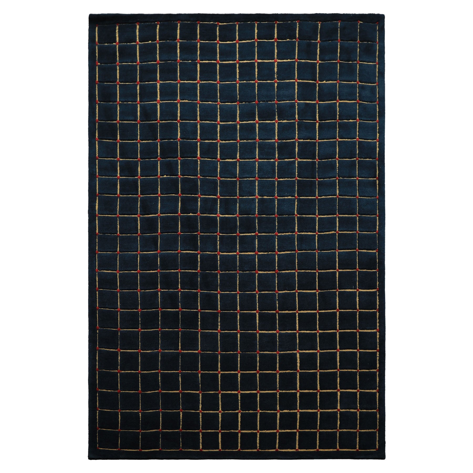 6x9 Navy, Gold, Red Color Hand Knotted Tibetan Wool Modern & Contemporary Oriental Rug