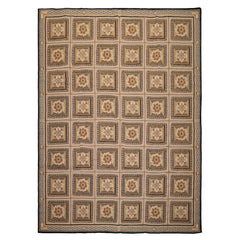 8x10 Beige, Ivory, Green Color Hand Woven French Aubusson Needlepoint wool Traditional Oriental Rug