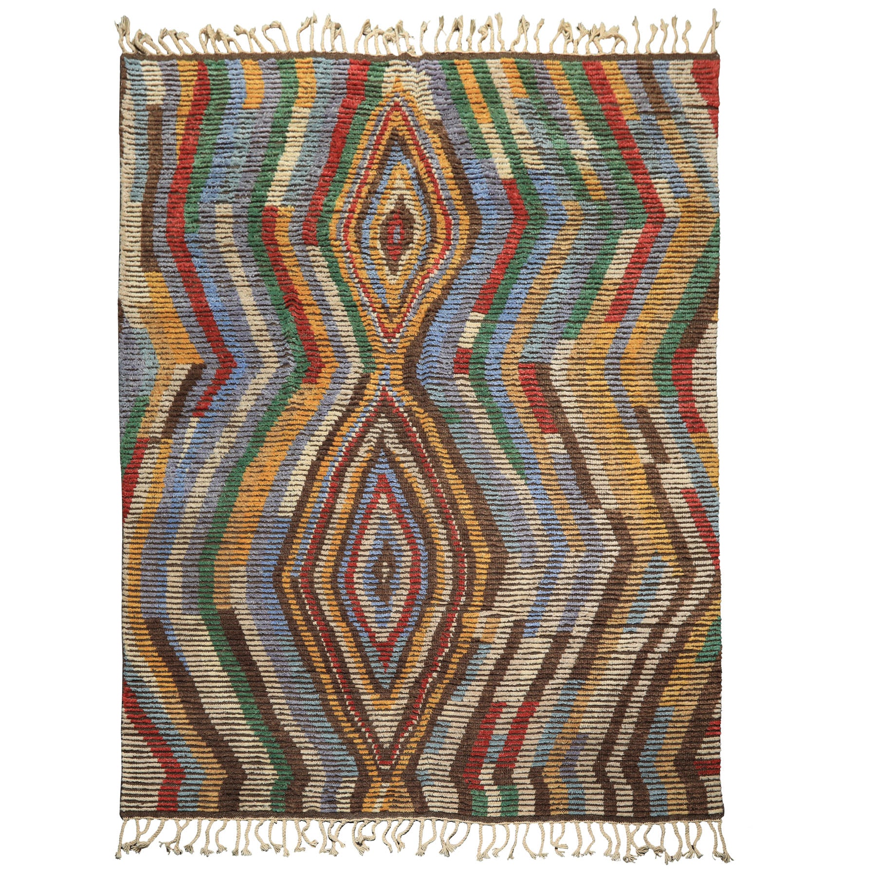 8x10 Ivory, Gold, Brown Color Hand Knotted Moroccan Wool Modern & Contemporary Oriental Rug