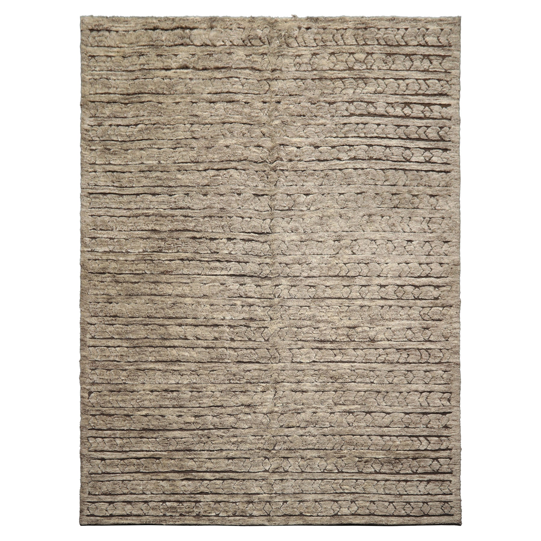 9x12 Beige, Brown, Color Hand Knotted Moroccan Wool Modern & Contemporary Oriental Rug