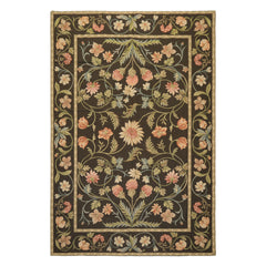 6x9 Brown, Green, Blush Color Hand Woven Needlepoint Wool Traditional Oriental Rug