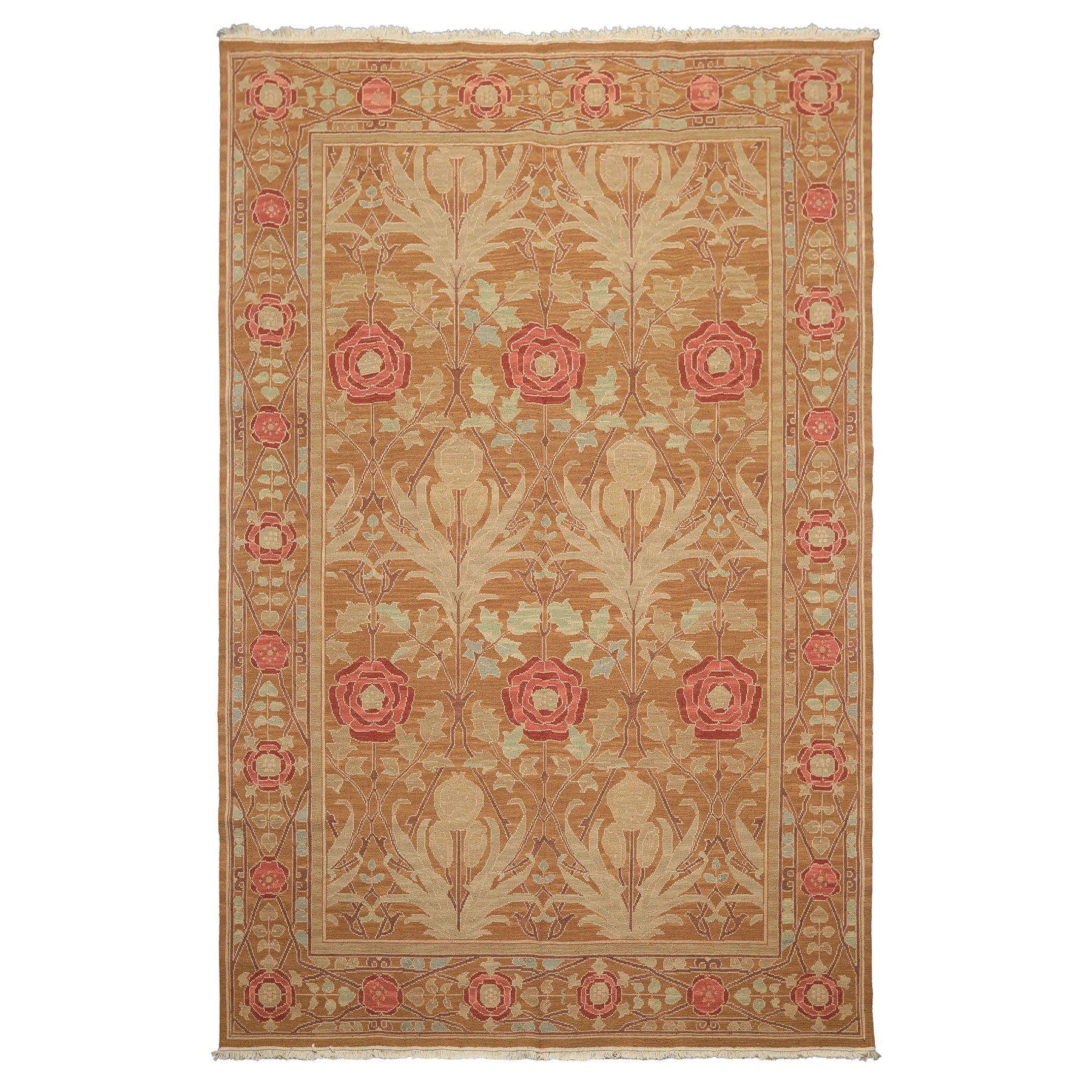 6x9 Gold, Tan, Beige Color Hand Knotted Nourison Nourmak Soumak Wool Arts & Crafts Oriental Rug