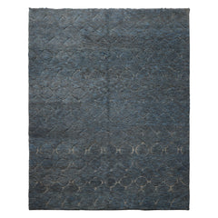 8x10 Gray, Denim, Color Hand Knotted Moroccan Wool Modern & Contemporary Oriental Rug