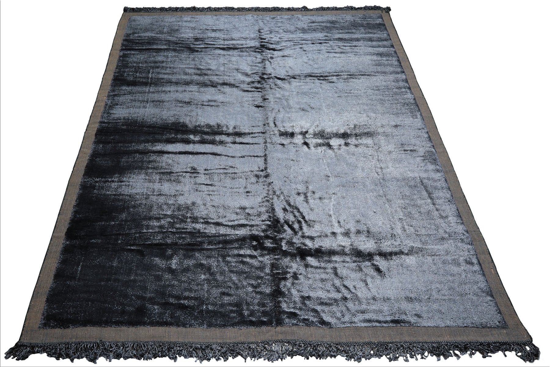 9x12 Slate, Beige, Color Hand knotted Tibetan Bamboo Silk Modern & Contemporary Oriental Rug