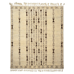 8x10 Ivory, Taupe, Chocolate Color Hand Knotted Moroccan Wool Modern & Contemporary Oriental Rug
