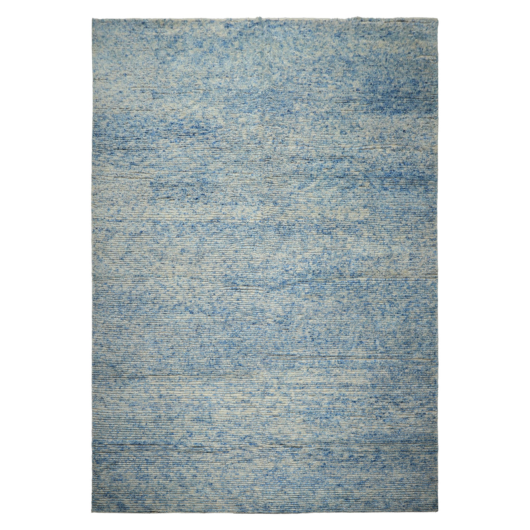 10x14 Blue, Ivory, Color Hand Knotted Moroccan Wool Modern & Contemporary Oriental Rug