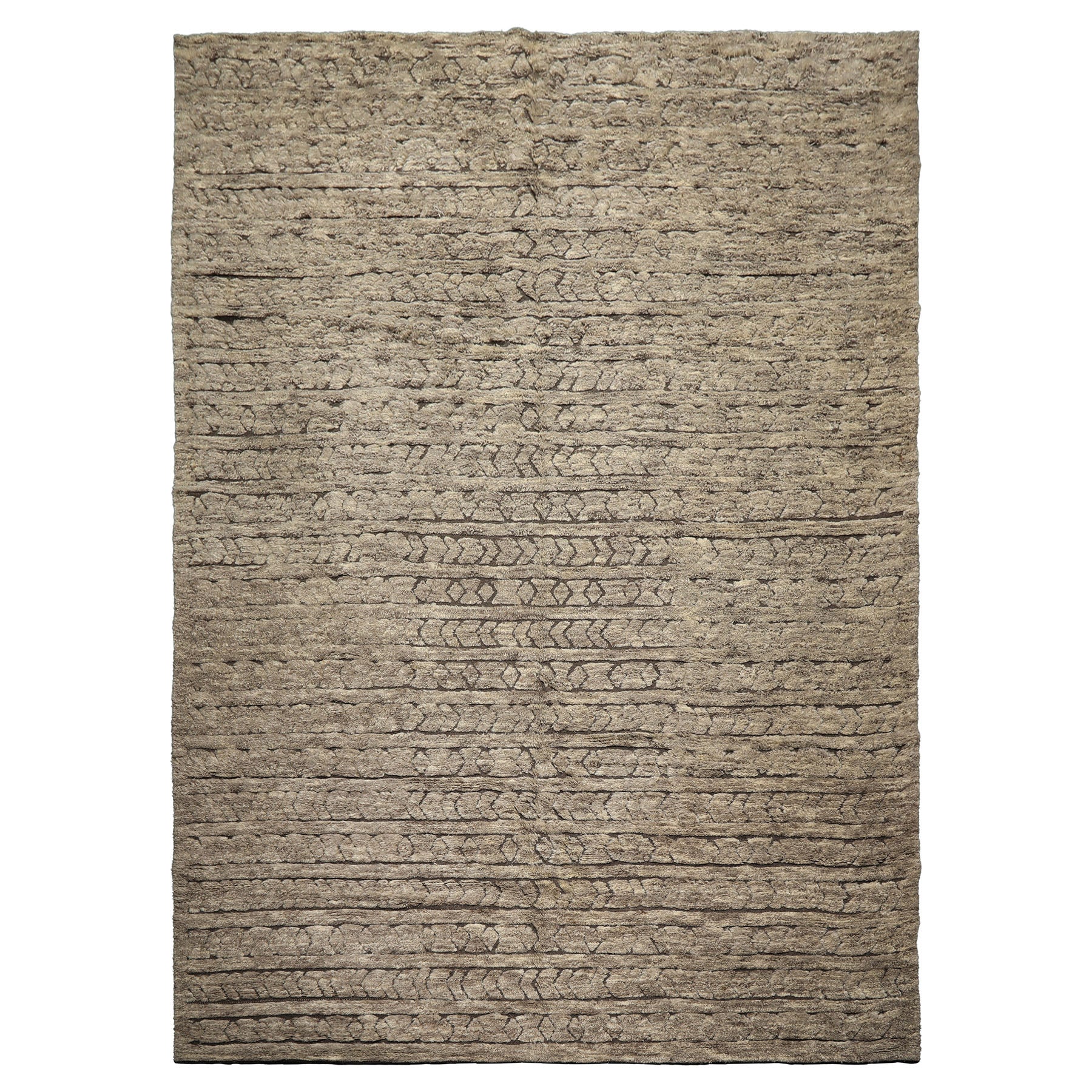 10x14 Ivory, Mocha, Color Hand Knotted Moroccan Wool Modern & Contemporary Oriental Rug