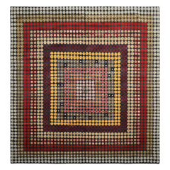 7x8 Dark Gray, Gold, Red Color Hand Knotted Tibetan Wool Modern & Contemporary Oriental Rug