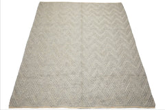 9x12 Tone on Tone Silver, Gray, Color Hand Knotted Tibetan Wool Modern & Contemporary Oriental Rug