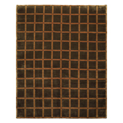 8x10 Mossy Green, Caramel, Tan Color Hand Knotted Tibetan Wool Transitional Oriental Rug