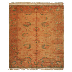 8x9 Beige, Gold, Aqua Color Hand Knotted Oushak Wool Arts & Crafts Oriental Rug