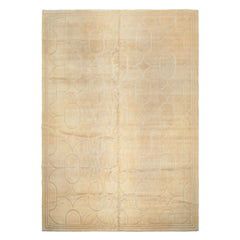 10x14 Ivory, Beige, Color Hand Knotted Tibetan Wool & Linen Art Deco Oriental Rug