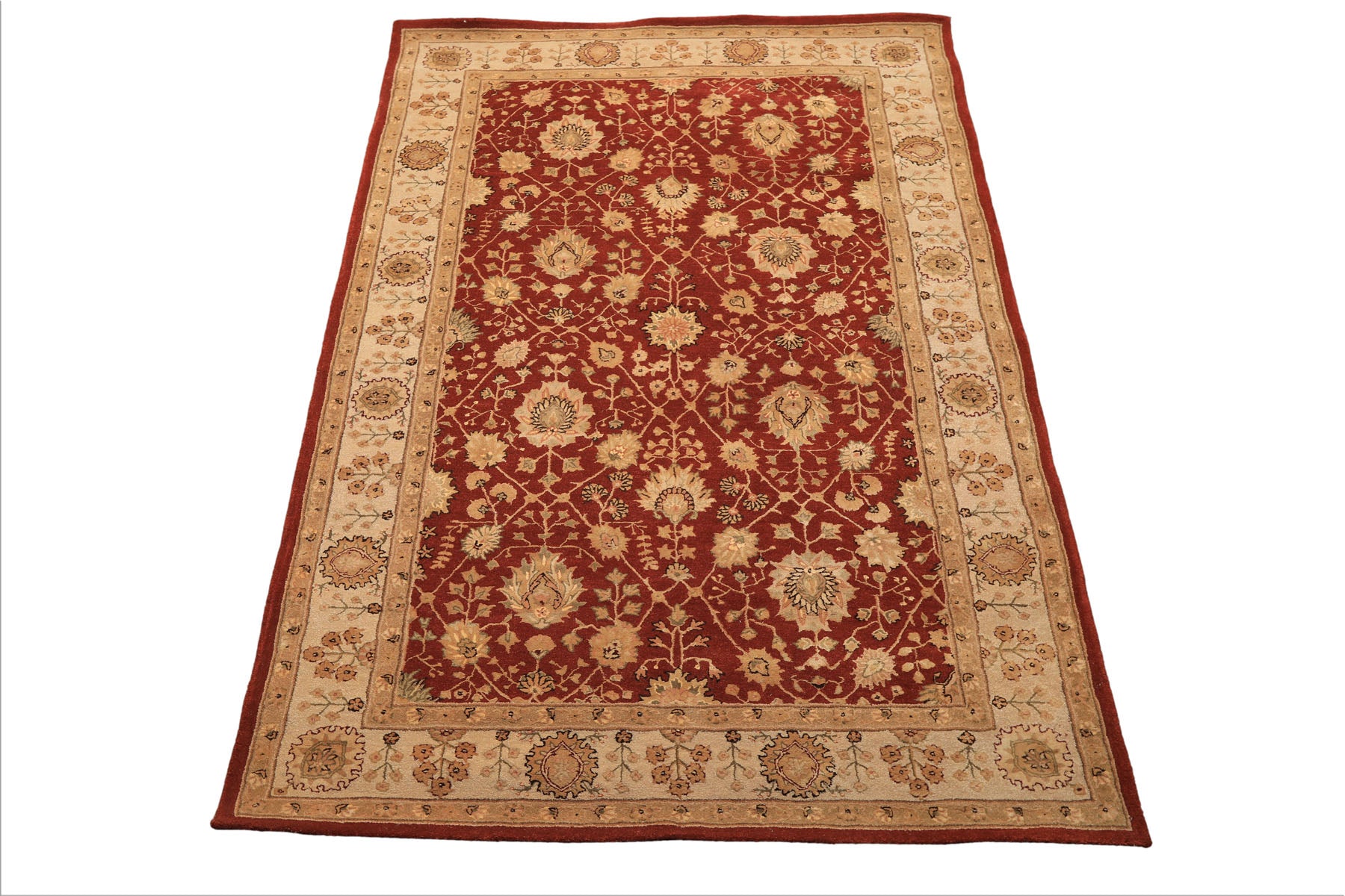 5x8 Burnt Orange, Ivory, Gold Color Hand Tufted Nourison Wool & Silk Traditional Oriental Rug