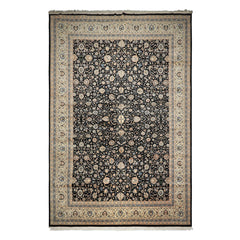 OverSize Black, Ivory, Blue Color Hand Knotted Pak Persian Wool Traditional Oriental Rug