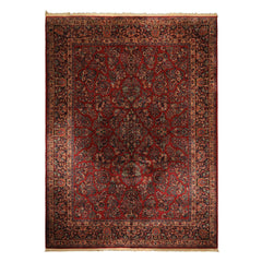 9x12 Burgundy, Navy, Ivory Color Machine Made Karastan Sarouk New Zealand Wool Traditional Oriental Rug