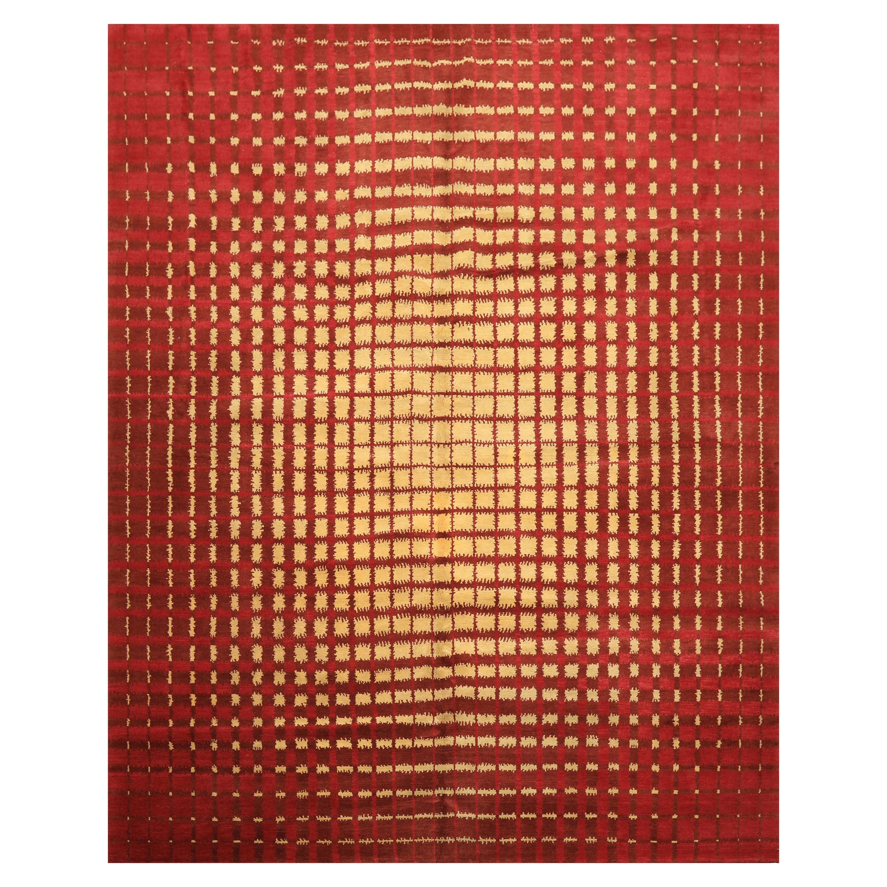 8x10 Gold, Rosy-Red, Brown Color Hand Knotted Tibetan Wool Modern & Contemporary Oriental Rug