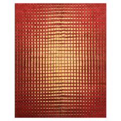 8x10 Gold, Rosy-Red, Brown Color Hand Knotted Tibetan Wool Modern & Contemporary Oriental Rug