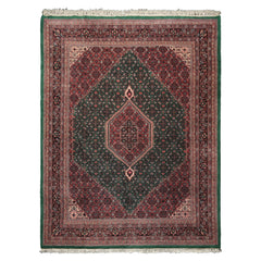 8x10 Emerald, Pink, Ivory Color Hand Knotted Tabriz Wool Traditional Oriental Rug