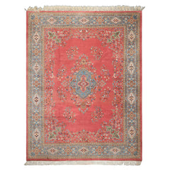 9x12 Pink, Blue, Sage Color Hand Knotted Kashan Wool Traditional/ Botanical Oriental Rug