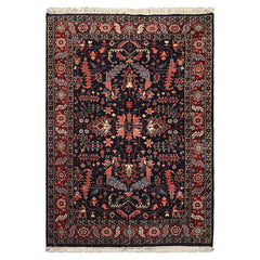 5x8 Navy, Red, Blush Color Hand Knotted Oushak Wool Arts & Crafts Oriental Rug