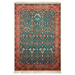 6x9 Turquoise, Orange, Ivory Color Hand Knotted Herati Bidjar New Zealand Wool Traditional Oriental Rug