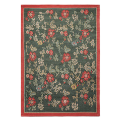 6x9 Celadon, Coral, beige Color Hand Knotted Tibetan Wool Transitional Oriental Rug