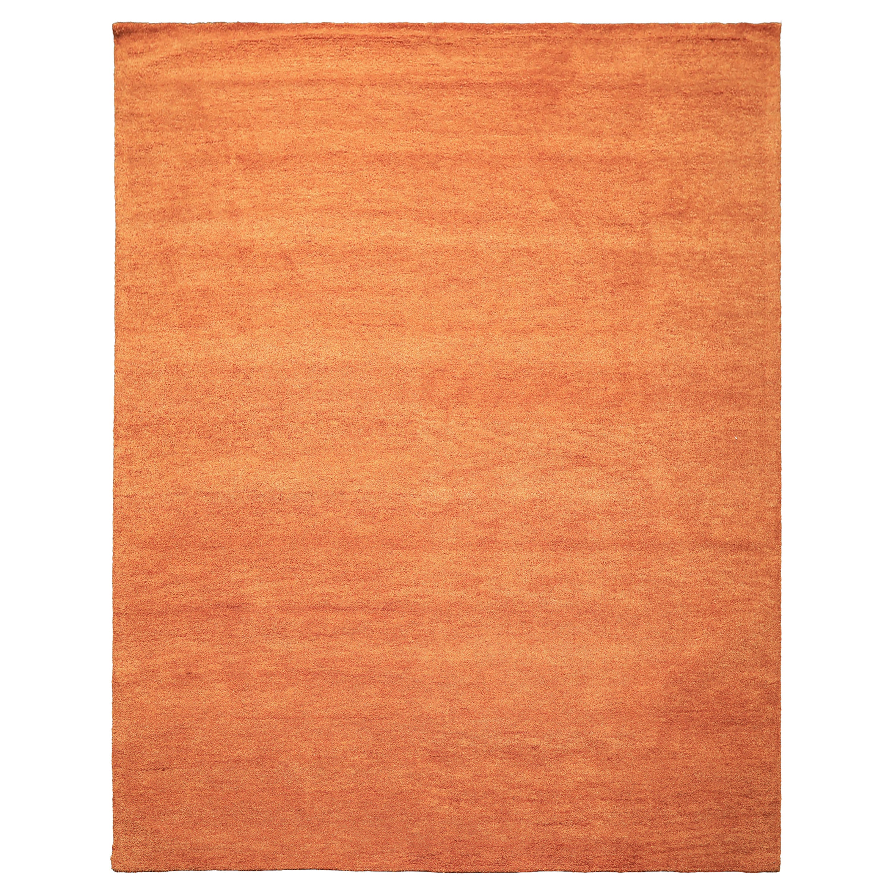 Burnt Orange 8x10 Modern & Contemporary Plush Pile Solid Grainy Texture Hand Woven 100% Wool Oriental Area Rug