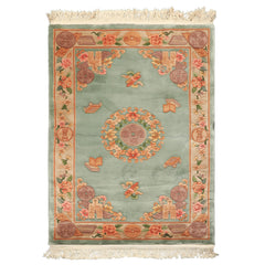 4x6 Celadon, Tan, Caramel Color Hand Knotted Chinese Art Deco Wool Traditional Oriental Rug