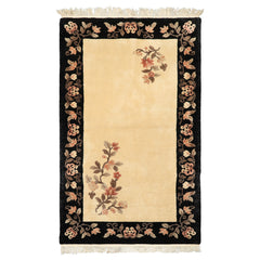 3x5 Beige, Charcoal, Blush Color Hand Knotted Chinese Art Deco Wool Traditional Oriental Rug