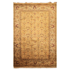 6x9 Gold, Beige, Rust Color Hand Knotted Agra Wool Traditional Oriental Rug