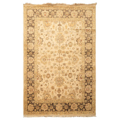 6x9 Beige, Brown, Sage Color Hand Knotted Oushak Wool Traditional Oriental Rug