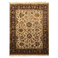 5x7 Beige, Maroon, Green Color Hand Knotted Agra Wool Traditional Oriental Rug