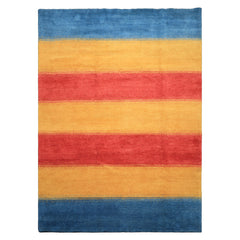8x11 Gold, Rasberry, Aqua Color Hand Knotted Indo Gabbeh Wool Modern & Contemporary Oriental Rug