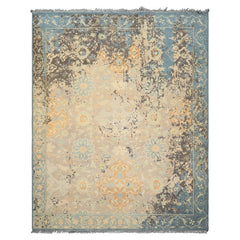 8x10 Taupe, Beige, Blue Color Hand Knotted Oushak Wool Transitional Oriental Rug