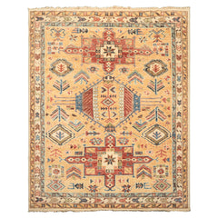 8x10 Peach, Ivory, Rust Color Hand Knotted Oushak Wool Traditional Oriental Rug