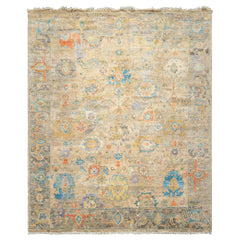8x10 Taupe, Beige, Gray Color Hand Knotted Oushak Wool Arts & Crafts Oriental Rug