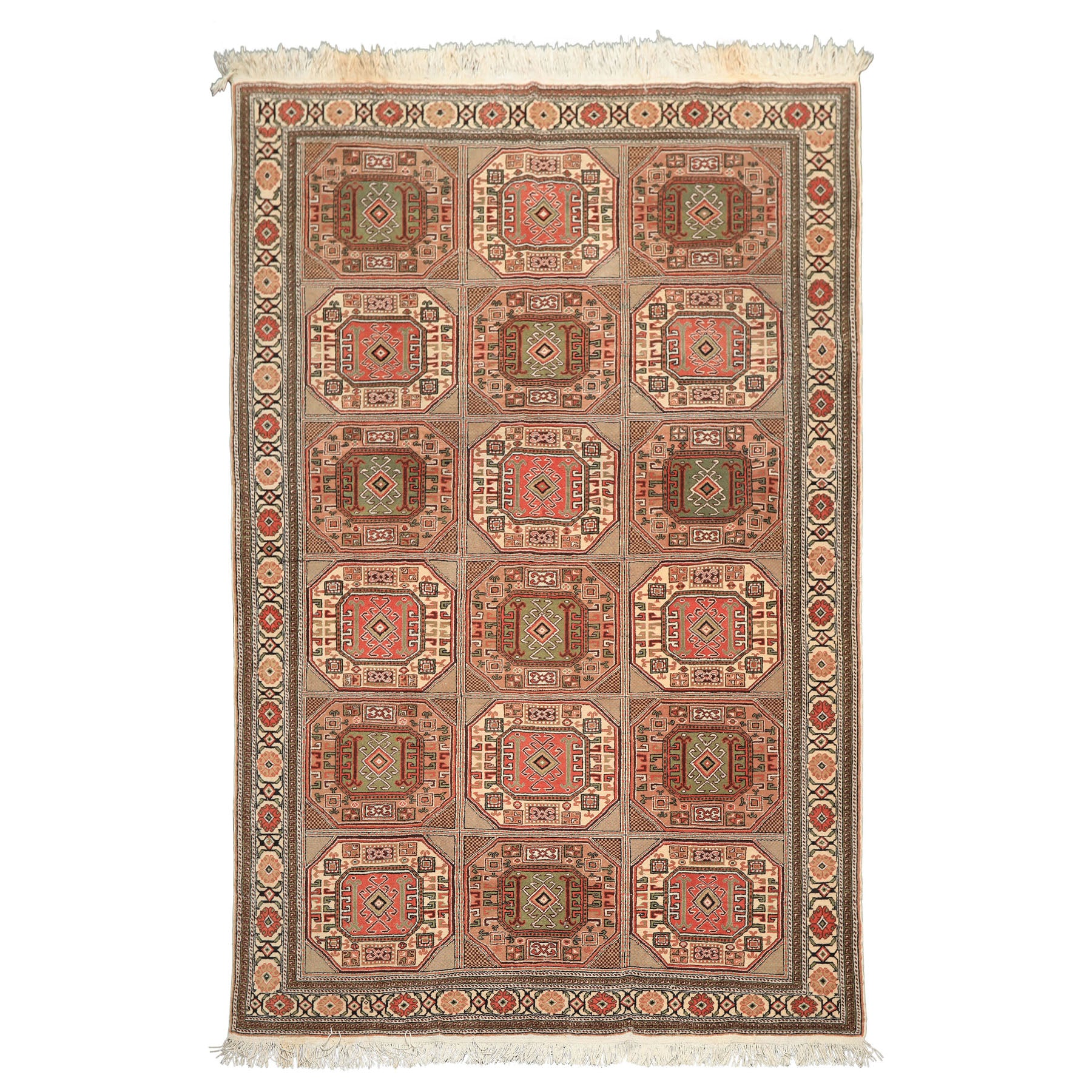 6x10 Blush, Rose, Ivory Color Hand Knotted Shirvan Wool Tribal Oriental Rug