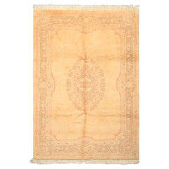 6x9 Tan, Blush, Taupe Color Hand Knotted Indo Kerman Wool Traditional Oriental Rug