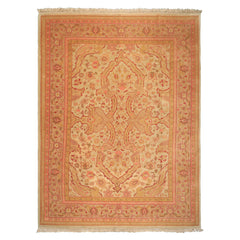 9x12 Beige, Pink, Rose Color Hand Knotted Indo Oushak Wool Arts & Crafts Oriental Rug