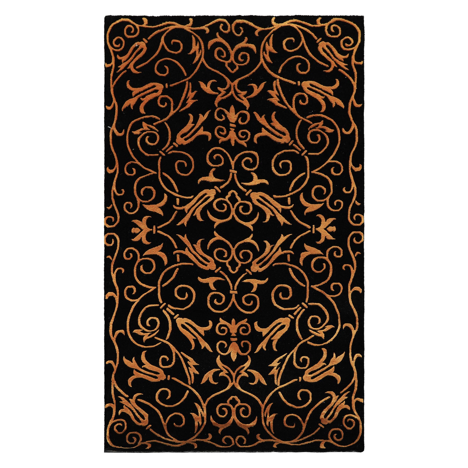 3x5 Black, Gold, Color Hand Knotted Tibetan Wool & Silk Transitional Oriental Rug