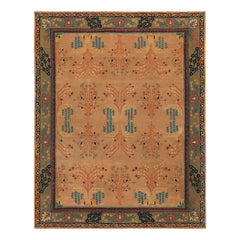 9x12 Peach, Pistachio, Blue Color Hand Tufted  Wool  Oriental Rug