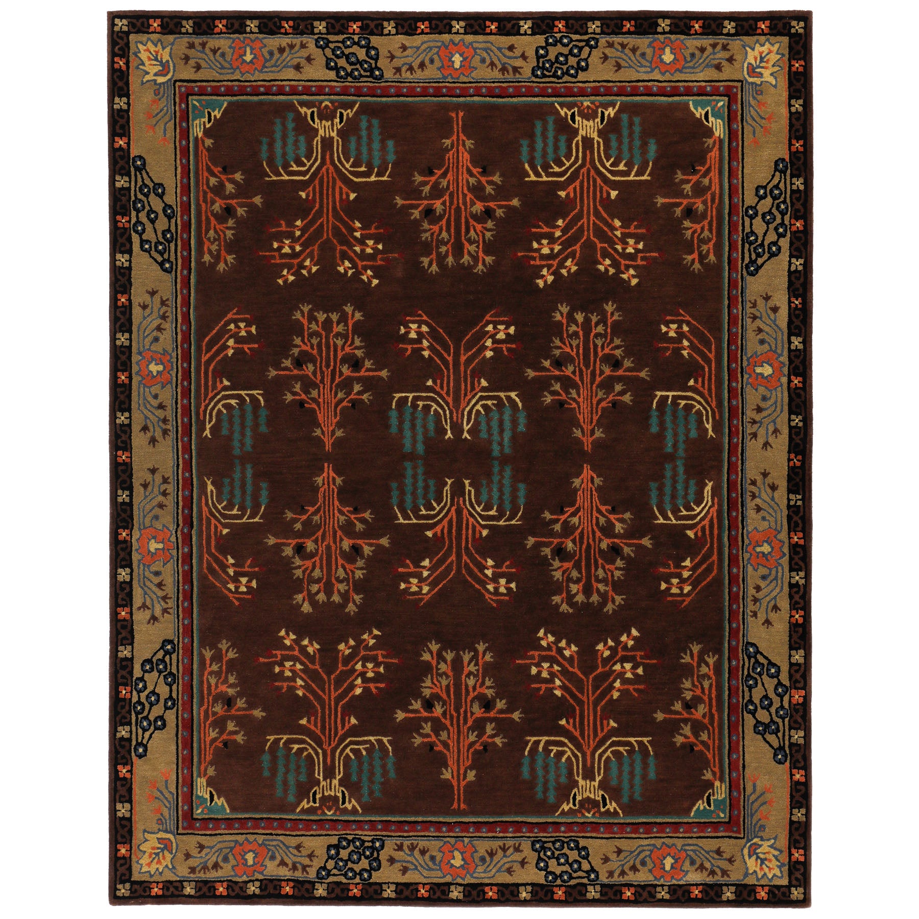 Multi Size Chocolate Pistachio Black Color Hand Tufted  Wool  Oriental Rug