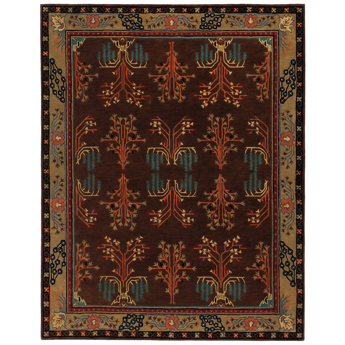 Multi Size Chocolate Pistachio Black Color Hand Tufted  Wool  Oriental Rug