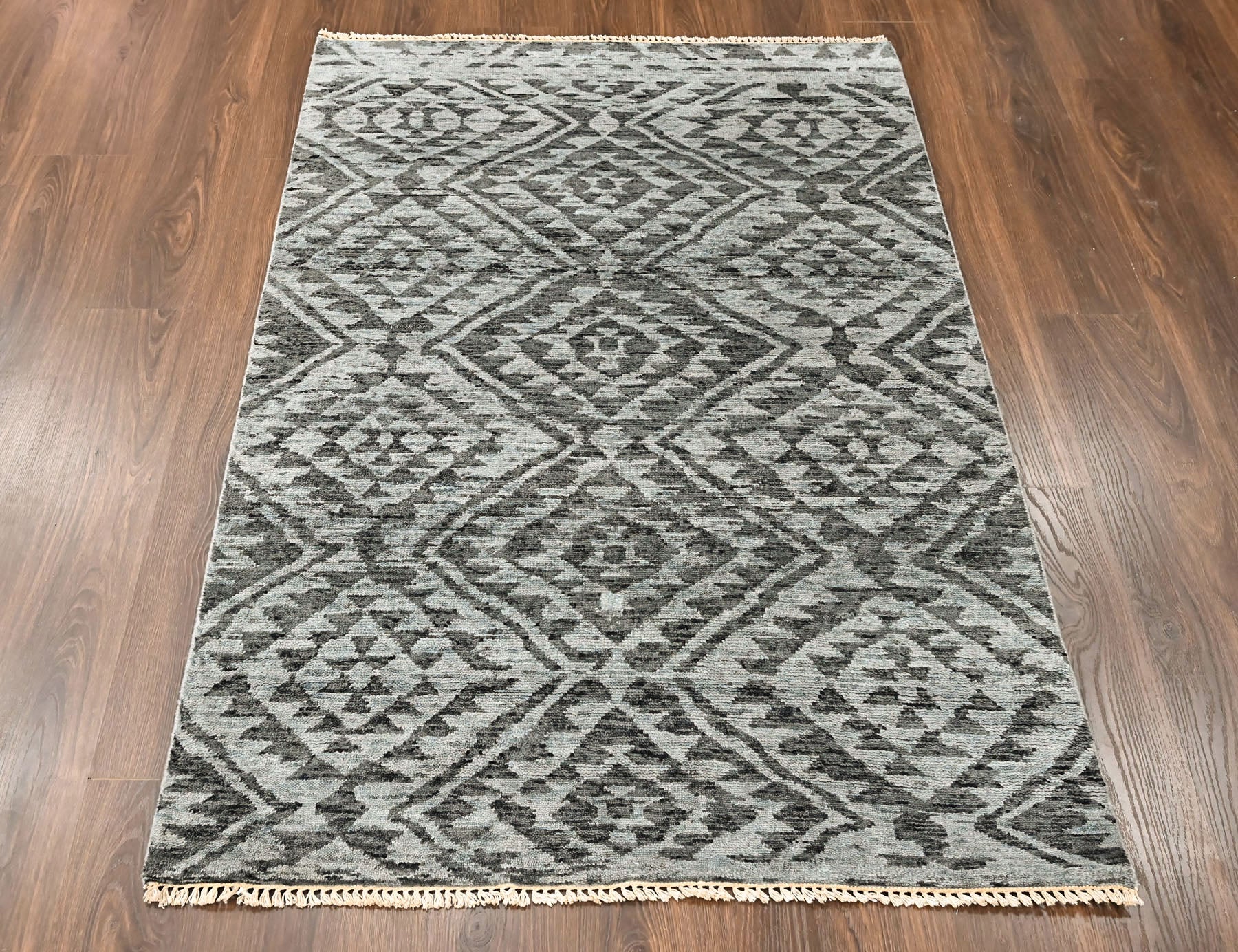 Dark Gray 3'10''x5'8'' Oushak Southwestern Hand Knotted Wool Oriental Area Rug
