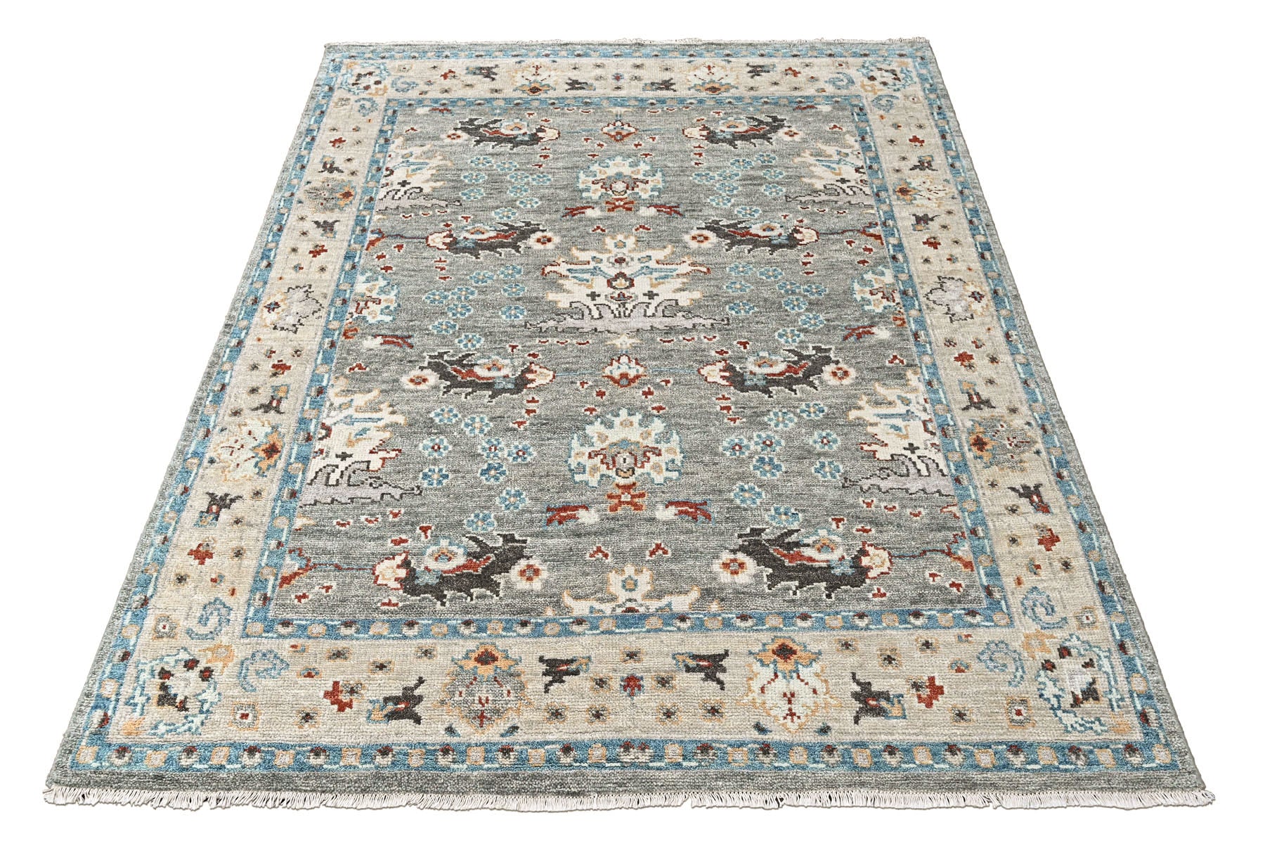 Gray 8x10 Oushak Transitional Hand Knotted Wool Oriental Area Rug