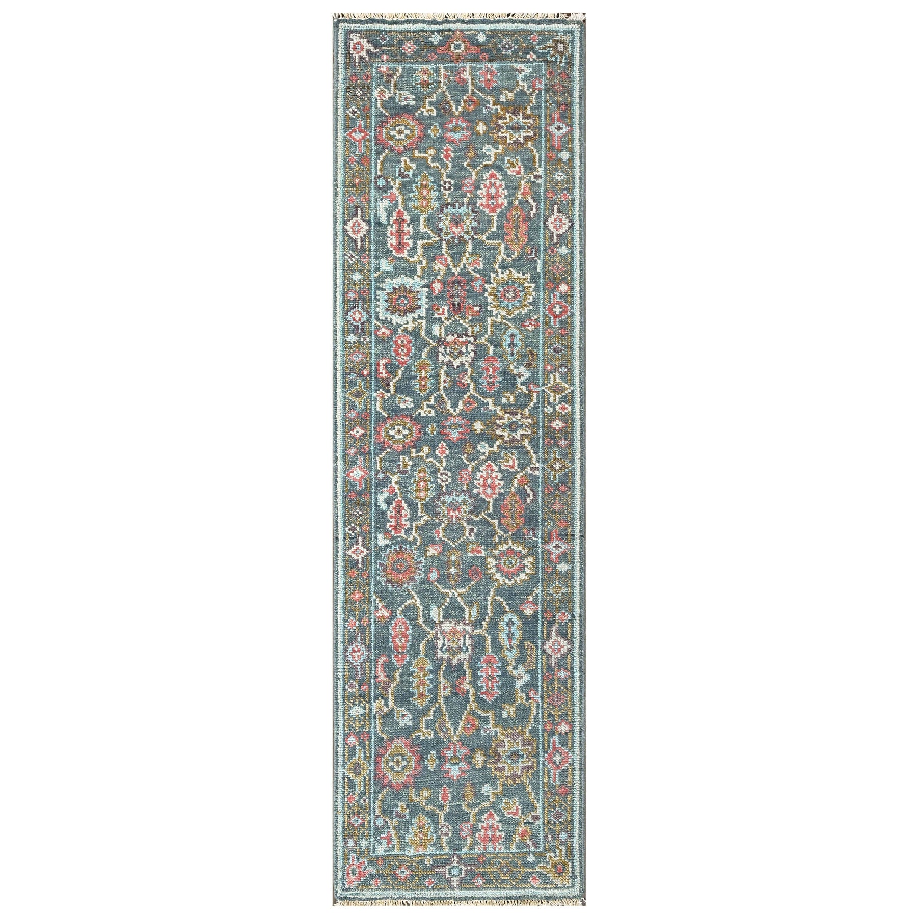 Teal Multi Size Oushak Arts and Crafts Hand Knotted Wool Oriental Area Rug