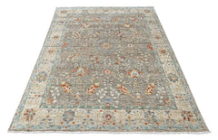 Gray, Beige 8'9''x11'11'' Oushak Transitional Hand Knotted Wool Oriental Area Rug
